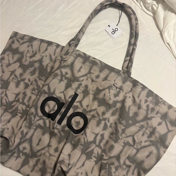 ALO Yoga Handbags - ALO Yoga Taupe and Gray Tie-Dye Canvas Tote